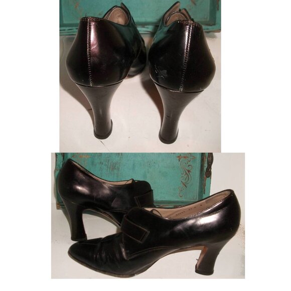 Rare Style Vintage Salvatore Ferragamo Black Leather Heels 8C - Picture 14 of 14